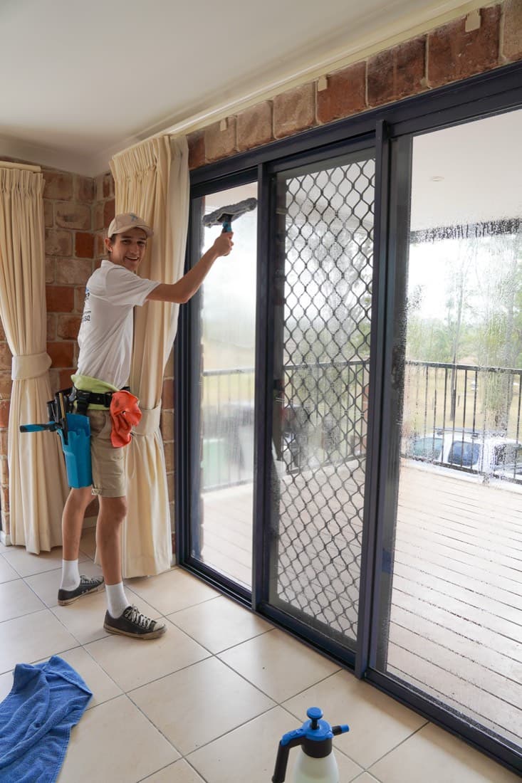 Interior glass door clean inside a Lockyer Valley home